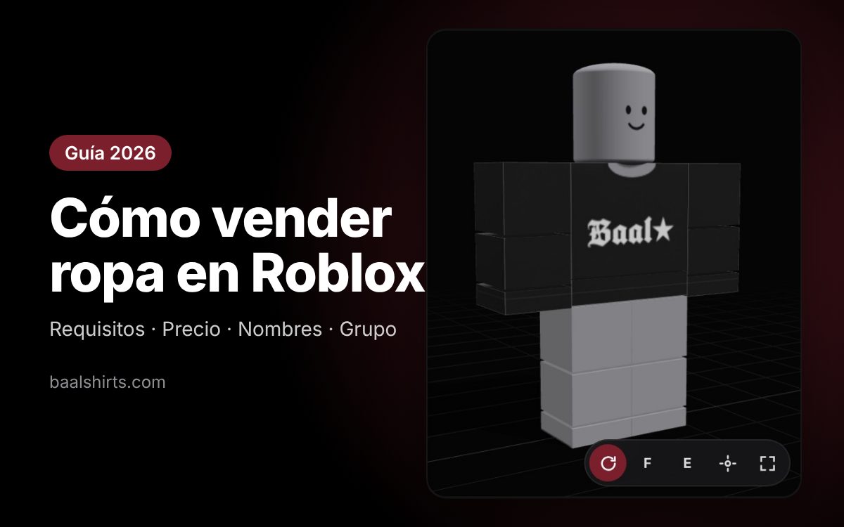 Portada de la guía para vender ropa en Roblox en 2026 con una camisa en un avatar 3D